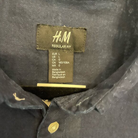 H&M Dark Navy Men's Cotton Shirt - Picture 3 of 6